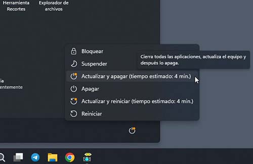 Microsoft soluciona la función de 'actualizar y apagar' en Windows 11